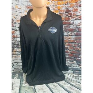 Harley Davidson Mens 2XL Black 1/4 Zip Long Sleeve Shirt White Lightning Cycles
